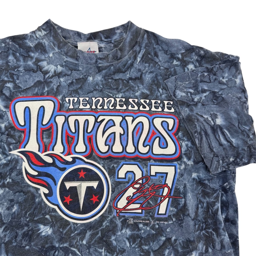 Vintage Tennessee Titans T-Shirt Mens XL Blue Tie‎ Dye Eddie George 27 2000